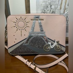 NWOT Michael Kors pink Eiffel Tower/Paris crossbody